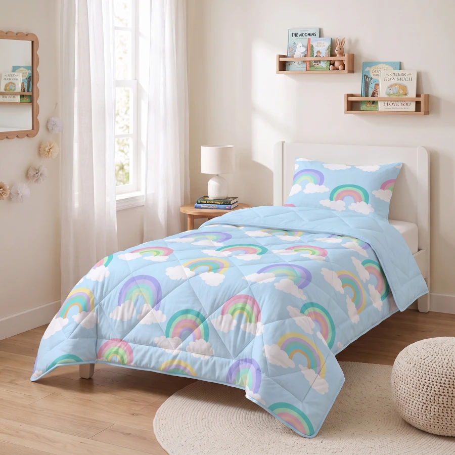 Lazy Kids Dekbed Regenboog Blauw 140 x 200