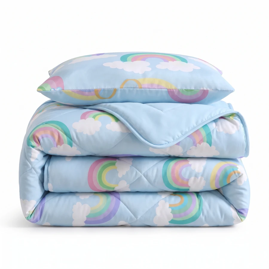 Lazy Kids Dekbed Regenboog Blauw 140 x 200