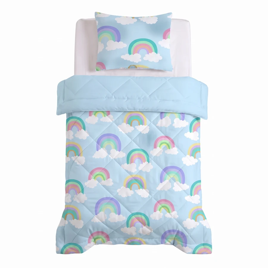 Lazy Kids Dekbed Regenboog Blauw 140 x 200