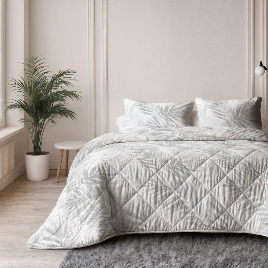 Lazy Dekbed Katoen Vinto Wit/Grijs