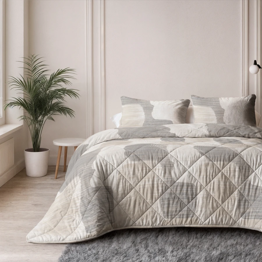 Lazy Dekbed Katoen Checkered Beige/Grijs